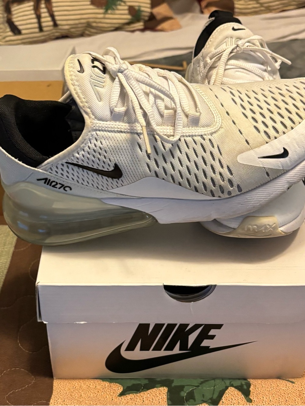 Nike Air Max 270 White and Black Men’s Athletic Shoes